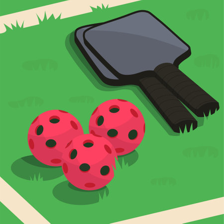 Concept Of Pickleball Equipment, Rackets, Balls For Sport Activity Vector Illustration In Flat Styleのイラスト素材