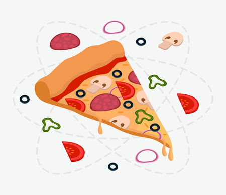 Slice Of Pizza Yummy Meal Illustration Of Junk Food Vector Illustration In Flat Styleのイラスト素材