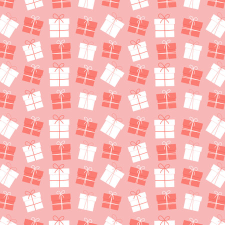 Pink Pattern For Package With Boxes. Valentine And Wedding Concept Vector Illustration In Flat Styleのイラスト素材