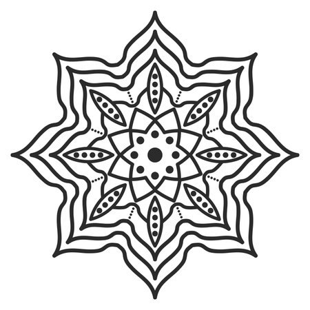 Flower Round Mandala Indian Concept Design Hand Drawn Vector Illustrationのイラスト素材
