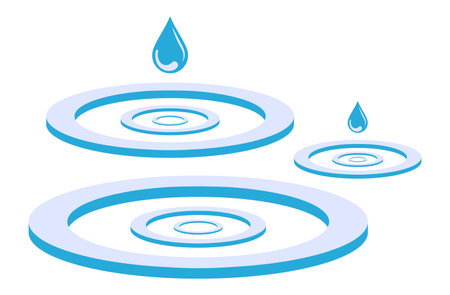 Design With Isolated Fresh Water Circles Splashes With Drops Vector Illustration In Flat Styleのイラスト素材