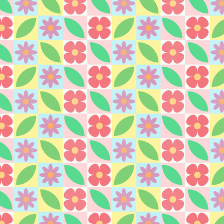 Flowers Pattern. Spring, Summer Decoration Of Package, Textile, Background Flat Vector Illustrationのイラスト素材