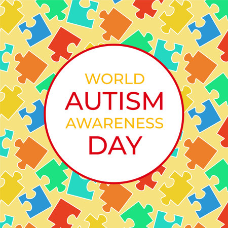 Banner With Puzzles Pattern For World Autism Awareness Day Vector Illustration In Flat Styleのイラスト素材
