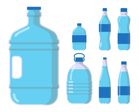 Big Collection Of Different Sizes Bottles Template Design Vector Illustration In Flat Styleのイラスト素材