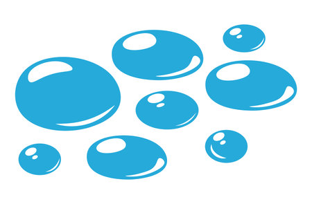 Design Of Blue Water Drops. Isolated Elements. Vector Illustration In Flat Styleのイラスト素材