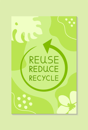 Reuse Reduce Recycle On Trendy Background. Vectorのイラスト素材