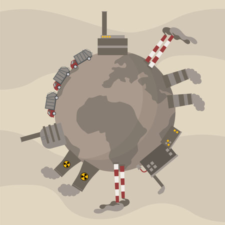 Air Pollution. Bad Ecology Vector Flat Designのイラスト素材