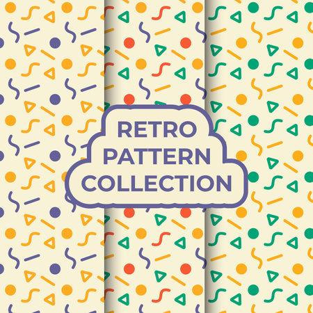 Retro Doodle Pattern Vibrant And Colorful Collection. Vector Illustrationのイラスト素材