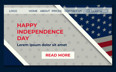 Happy Independence Day Landing Concept. 4th Of July Vector Design With Flagのイラスト素材