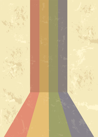 Lofi Grunge Retro Poster With Rainbow. Vector Illustrationのイラスト素材