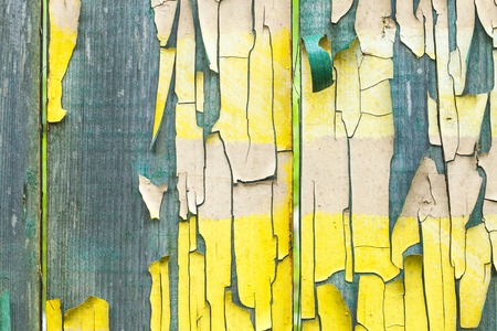 Grunge wood panels texture with old cracked paintの写真素材