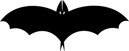 Vector silhouette illustration of one drawn black color flying  man with big wings and eyes as halloween holiday symbol on white backgroundのイラスト素材