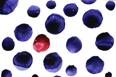 Watercolor violet with black spots and dots on white background hand drawn freehand for textile and fabricの写真素材