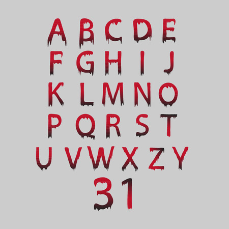 Beautiful art creative colorful halloween holiday wallpaper vector illustration of cover with english alphabet letters of red blood and thirty one number on grey backgroundのイラスト素材