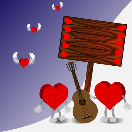 Bright color vector graphic illustration of Valentine day love holiday with symbol of beautiful heart shape on colorful backgroundのイラスト素材