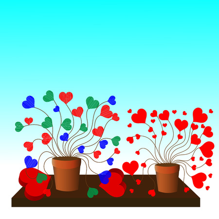 Bright color vector graphic illustration of Valentine day love holiday with symbol of beautiful heart shape on blue backgroundのイラスト素材
