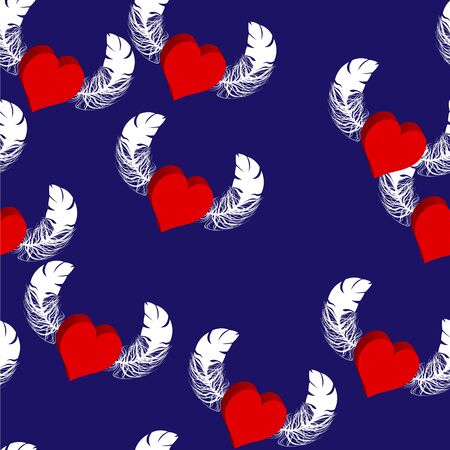 Bright color vector graphic illustration of Valentine day love holiday with symbol of beautiful heart shape on blue seamless backgroundのイラスト素材