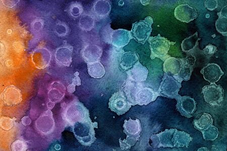 Abstract seamless watercolour aquarelle hand drawn wash drawing arty grunge creative orange violet...