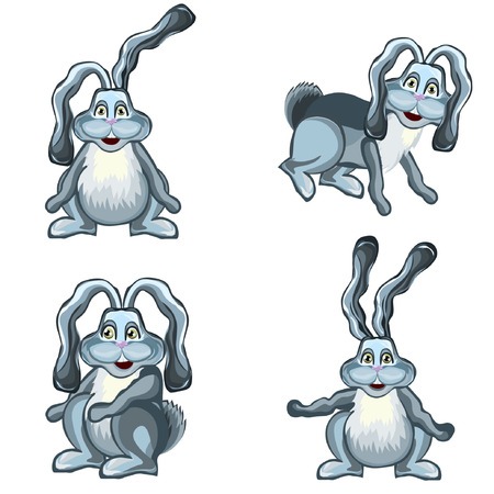 Bright color vector graphic illustration set of happy easter sunday day with traditional spring holiday symbol of rabbit on white backgroundのイラスト素材