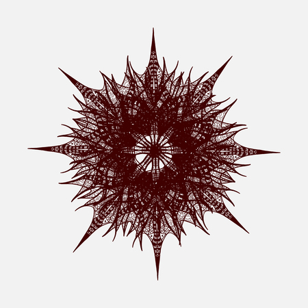 Abstract illustration of one bright floral vector graphic flower head beautiful shape brown color on white backgroundのイラスト素材