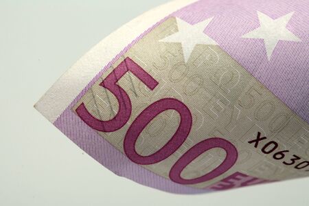 five hundred euro banknote on white background closeup