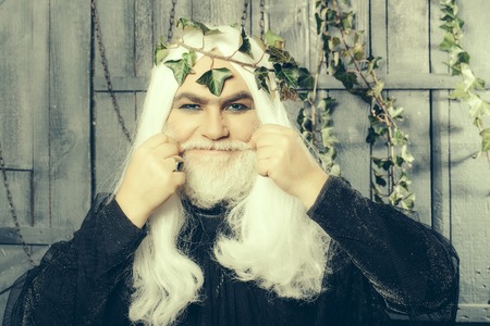 Zeus god or jupiter with vine crown. Mythology, ancient Greeceの写真素材