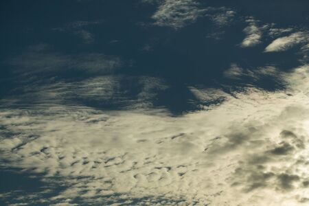 beautiful bright light blue sky sunny weather with white clouds horizon as natural background