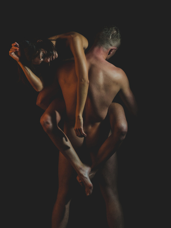 Love, relations of couple isolated on black. love and romance, couple in love isolated on black, silhouetteの写真素材