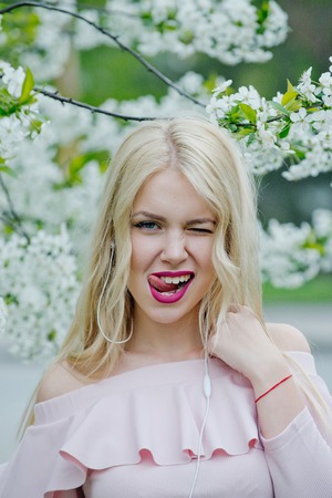 Spring and beauty, youth, mp3. Music and relax, beauty and spring.の写真素材