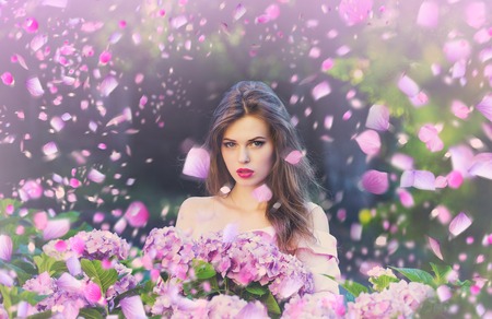 Girl with flowers. Girl in flowersの写真素材