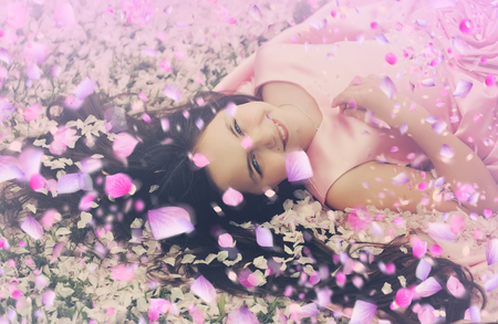 gorgeous sexy girl. gorgeous beautiful girl. Spring flowersの写真素材