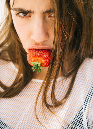 Vitamin organic summer strawberry fruit. Vitamin diet concept.の写真素材