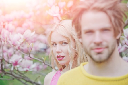 easter, man and woman in spring.の写真素材