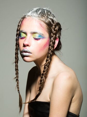 Beauty fashion model girl portrait. young woman with perfect makeup, fashion glamour femaleの写真素材