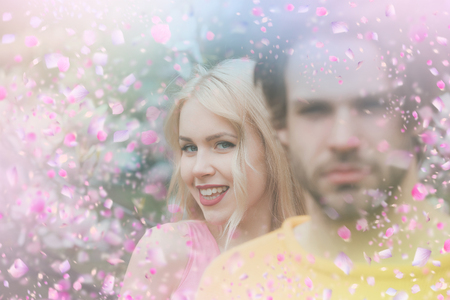 Happy couple. Happy loving couple. Couple celebrating valentines day.の写真素材