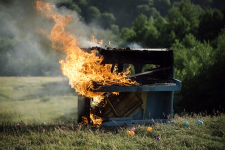 Flaming music, pianoの写真素材