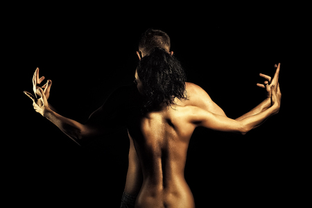 Undressed couple. Couple of young undressed man with sexualの写真素材