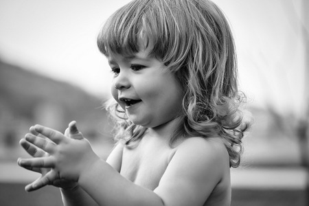 Little boy outdoorの写真素材