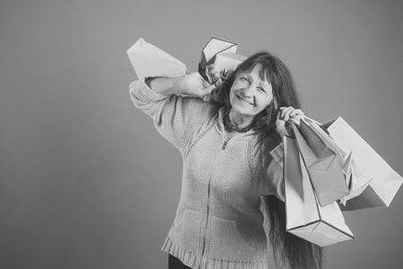 Happy woman. Holiday celebration and black Friday.の写真素材