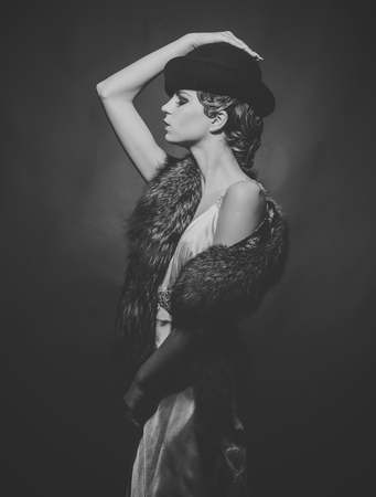 Female Face. Issues affecting girls. Look and retro style, pinup.