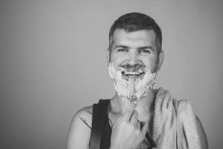 Mens heals body care. Barber and hairdresser.の写真素材
