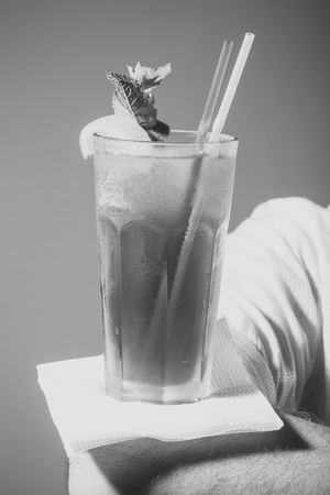 Red green cold cocktailの写真素材