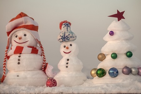 Snow sculptures on blue sky backgroundの写真素材