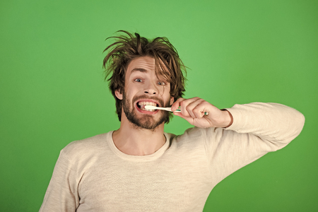 morning duties. Morning washing, wake up, everyday life.の写真素材