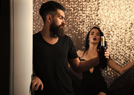 Alcohol addiction loneliness. Couple in love, love, relations, romance