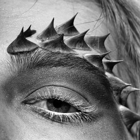 Beauty salon make up salon. Female eye with thornsの写真素材