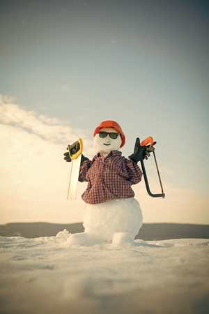 snowman builder. Christmas or xmas decoration.の写真素材