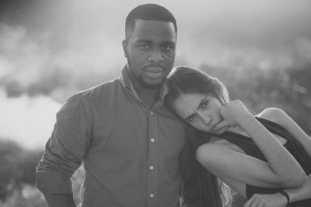 Love, trust, romance. Couple in love on nature, wanderlustの写真素材