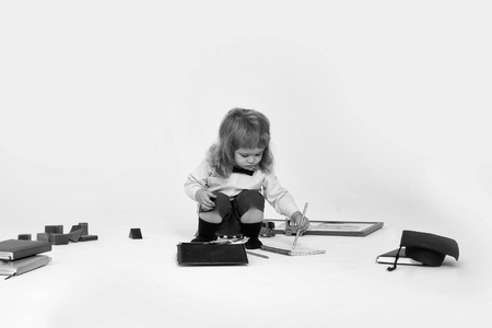 child development. Little boy playing schoolの写真素材