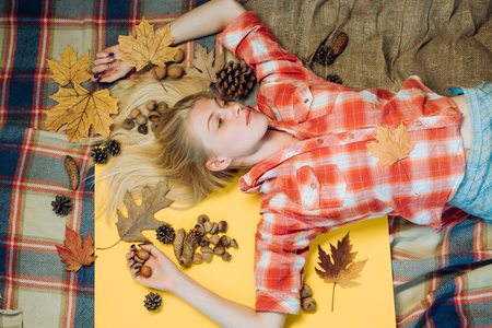 Copy space for text. Autumn leaves background. Autumn happy people and joy. Hello november. Autumn leaves isolated. Colorful autumn and dry leaf. Leaf fall design. Branding logo. Visit my page.の写真素材